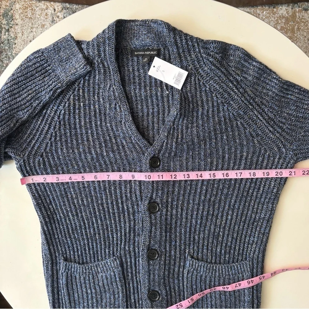Banana Republic Men’s Ribbed Cardigan Sweater Size Small New Blue Heavy Knit